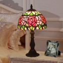 8 Inch European Stained Glass Rose Style Table Lamp