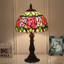 8 Inch European Stained Glass Rose Style Table Lamp