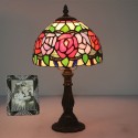 8 Inch European Stained Glass Rose Style Table Lamp