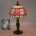 8 Inch European Stained Glass Rose Style Table Lamp