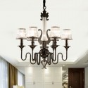 6 Light Modern / Contemporary Steel Chandelier with Acrylic Shade