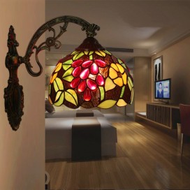 8 Inch European Stained Glass Grape Style Wall Light