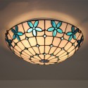 16 Inch European Stained Glass Flush Mount