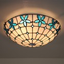 16 Inch European Stained Glass Flush Mount