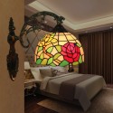 8 Inch European Stained Glass Rose Style Wall Light