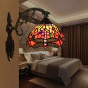 8 Inch European Stained Glass Dragonfly Style Wall Light