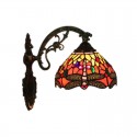 8 Inch European Stained Glass Dragonfly Style Wall Light