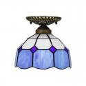 8 Inch Mediterranean Stained Glass Flush Mount