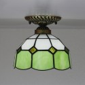 8 Inch Mediterranean Stained Glass Flush Mount