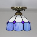 8 Inch Mediterranean Stained Glass Flush Mount