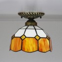 8 Inch Mediterranean Stained Glass Flush Mount