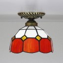 8 Inch Mediterranean Stained Glass Flush Mount