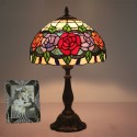 12 Inch European Stained Glass Rose Style Table Lamp