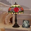 12 Inch European Stained Glass Rose Style Table Lamp