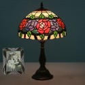 12 Inch European Stained Glass Rose Style Table Lamp