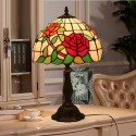 12 Inch European Stained Glass Rose Style Table Lamp