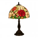 12 Inch European Stained Glass Rose Style Table Lamp