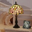 8 Inch European Stained Glass Rose Style Table Lamp