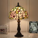 8 Inch European Stained Glass Rose Style Table Lamp