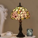 8 Inch European Stained Glass Rose Style Table Lamp