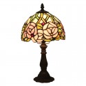 8 Inch European Stained Glass Rose Style Table Lamp