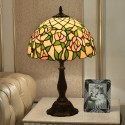 12 Inch European Stained Glass Rose Style Table Lamp