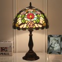 12 Inch European Stained Glass Rose Style Table Lamp