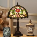 12 Inch European Stained Glass Rose Style Table Lamp