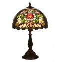 12 Inch European Stained Glass Rose Style Table Lamp