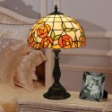 12 Inch European Stained Glass Rose Style Table Lamp