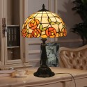 12 Inch European Stained Glass Rose Style Table Lamp