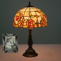 12 Inch European Stained Glass Rose Style Table Lamp