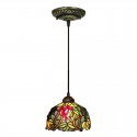 8 Inch European Stained Glass Grape Style Pendant Light