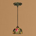 8 Inch European Stained Glass Grape Style Pendant Light