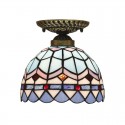 8 Inch Mediterranean Stained Glass Mediterranean Style Flush Mount