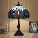 12 Inch European Stained Glass Dragonfly Style Table Lamp