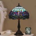 12 Inch European Stained Glass Dragonfly Style Table Lamp