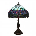 12 Inch European Stained Glass Dragonfly Style Table Lamp