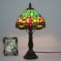 8 Inch European Stained Glass Dragonfly Style Table Lamp