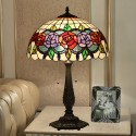 16 Inch European Stained Glass Rose Style Table Lamp