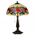 16 Inch European Stained Glass Rose Style Table Lamp