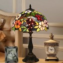 12 Inch European Stained Glass Grape Style Table Lamp