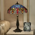 16 Inch European Stained Glass Dragonfly Style Table Lamp