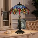 16 Inch European Stained Glass Dragonfly Style Table Lamp