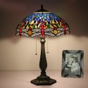 16 Inch European Stained Glass Dragonfly Style Table Lamp