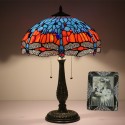 16 Inch European Stained Glass Dragonfly Style Table Lamp