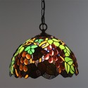 12 Inch European Stained Glass Grape Style Pendant Light