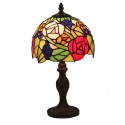 8 Inch European Stained Glass Grape Style Table Lamp