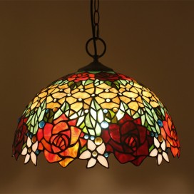 16 Inch European Stained Glass Pendant Light