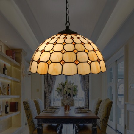 16 Inch European Stained Glass Pendant Light